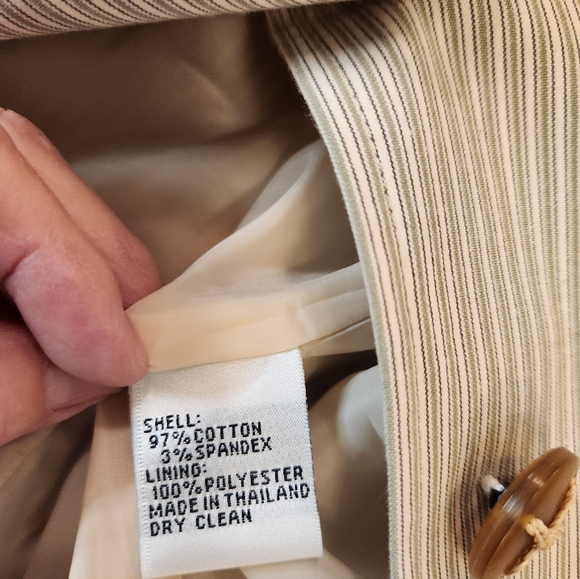 NEW Talbots Women's Tan Stripe Blazer Size 16 Cotton Blend Classic Chic Career - Picture 9 of 9